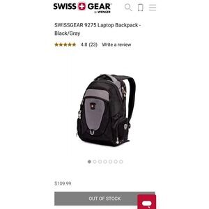 Swiss Gear Black/Gray Backpack School Travel Heavy Duty Padded Laptop Air Flow